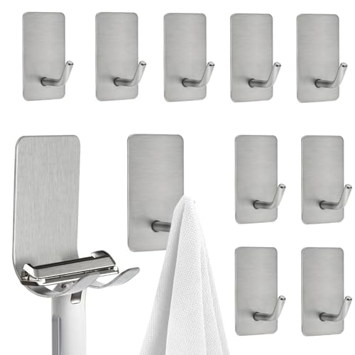 KQDRAVINE Handtuchhalter ohne Bohren 10er-Pack, Haken Selbstklebend 304 Edelstahl, Klebehaken Extra Stark Kann Großen Artikel hänge, Wandhaken Selbstklebend für Bad, Toilette & Küche von KQDRAVINE