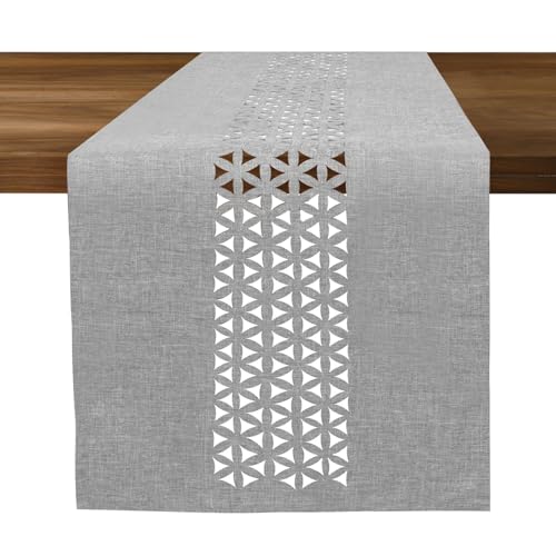 KQDRAVINE Tischläufer Frühling Modern, Tischläufer Modern Grau Läufer Tisch, Boho Leinen TischläuferAbwaschbar, Wasserabweisend, 184 x 33 cm von KQDRAVINE
