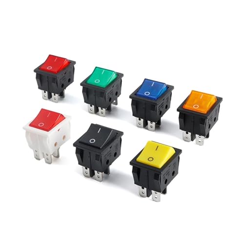1 Stück 16A 20A 30A Wippschalter 220V 120V KCD7 KCD4 4 6-poliger Wippschalter SPDT EIN/Aus Red Glow Heavy Duty T125 T85(16A Green Light) von KQDRWBNX