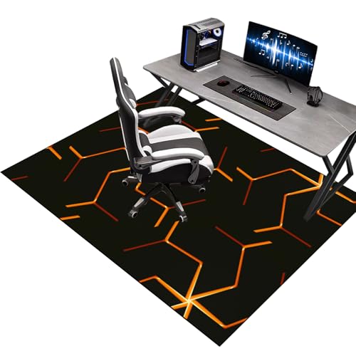 Bodenschutzmatte Bürostuhl Unterlage Schreibstuhlunterlage, 90 x 120 cm Gaming Stuhl Unterlage, Gaming Stuhlmatte für Hartholzboden, Gaming Teppich Unterlage-Kratzfest für Parkett und Hartböden von KQIEJUY