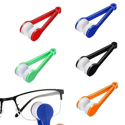 KQNM 5 Stück Sonnenbrillen Microfaser Reinigungsbürste, Brillenputzgerät，Brillenreiniger, Tragbarer Glasreiniger, Mikrofaser Tragbare Brillenreiniger Brillengläser Reinigungsbürsten(5 Farben) von KQNM