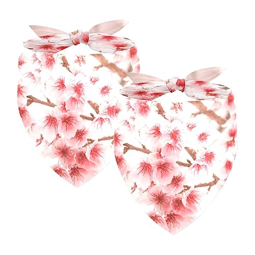 Passendes Set mit Hundehalstüchern, Hundelätzchen, Schal, Dreieckstuch für Hunde, Katzen, Haustierbesitzer, Mutter und Vater, 2er-Pack,Rosa Blüten Sakura Blumen Frühling von KQNZT