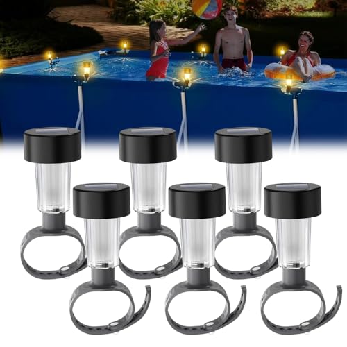 KQWVZ 6 PCS Solar Poolbeleuchtung für Frame Pools, Pool LEDSolar, Wasserdichte PoolLicht für Aufstellpool, SolarTeichbeleuchtung, PoolBeleuchtung Solar für Garten Deko, Treppen von KQWVZ