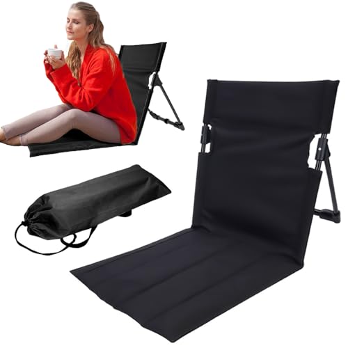 KQWVZ Bodenstuhl Mit Rückenstütze, Strandmatte Mit Rückenlehne, 600D Oxford-Gewebe Komfortabel Strandliege Klappbar, Höhenverstellbare Strandliege für Urlaub Garten Camping Park Festivals von KQWVZ