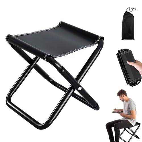 KQWVZ Campinghocker Faltbar, Campinghocker Klappbar, Mini Camping Hocker Outdoor mit Aufbewahrungstasche, Tragbarer Camping Klapphocker, Angelhocker für Reisen Wandern Garten Grillen Strand von KQWVZ