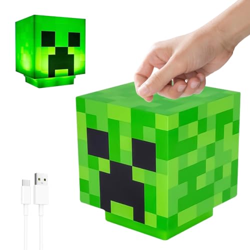 KQWVZ Creeper Lampe, Creeper Licht Mit Zombie-Sounds, 11CM Creeper Light, Creeper Tischlampe, Tragbar 3D Cube Lampe Für Kinder, Erwachsener, Wiederaufladbar Mit USB Kabel KQWVZ Creeper Lampe, Creeper Licht Mit Zombie-Sounds, 11CM Creeper Light, Creeper Tischlampe, Tragbar 3D Cube Lampe Für Kinder, Erwachsener, Wiederaufladbar Mit USB Kabel von KQWVZ