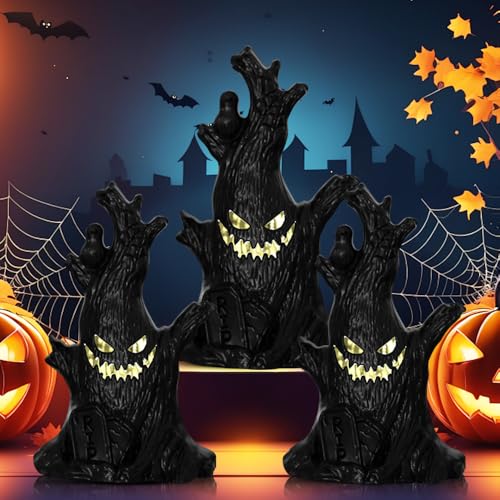 KQWVZ Halloween Deko Geister Baumstumpf Mit Led Licht, 3 Stück Halloweens Geister Baumstumpfs, HalloweenDekoration Geisterbaum Figur, Halloweens Baumstumpfs Für Halloween Dekoration, Party Deko von KQWVZ