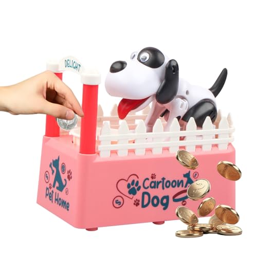 KQWVZ Hungriger Hund Spardose, Welpen-Sparschwein, Münze Kaut Spardose, Hungry Dog Sparschwein, Niedliche Hundsimulierung Zaun Coin Box, SpardoseHund Frisst Geld, Geburtstagsgeschenk Für Kinder (Rosa) von KQWVZ