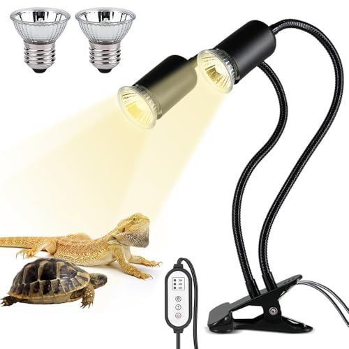 KQWVZ Schildkröte Wärmelampe, 25W 50W UVA/UVB Reptilien Heizlampe Mit 2 Glühbirnen, Reptilien Wärmelampe mit Zeitgesteuerte und Temperaturregelung, Wärmespotlampe für Aquarium Reptil für Schildkröte KQWVZ Schildkröte Wärmelampe, 25W 50W UVA/UVB Reptilien Heizlampe Mit 2 Glühbirnen, Reptilien Wärmelampe mit Zeitgesteuerte und Temperaturregelung, Wärmespotlampe für Aquarium Reptil für Schildkröte von KQWVZ