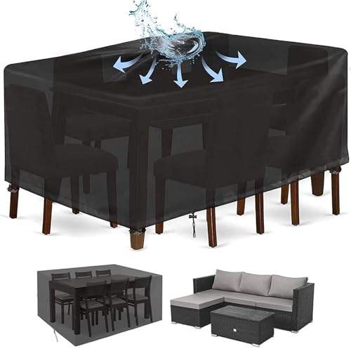 Abdeckung Gartenmöbel, 120x120x90cm Schutzhülle Gartenmöbel Wasserdicht, Winddicht, UV-Beständiges, Schwerlast 420D Oxford Gewebe Schutzhülle Abdeckplane für Gartenmöbel von KQZVCU