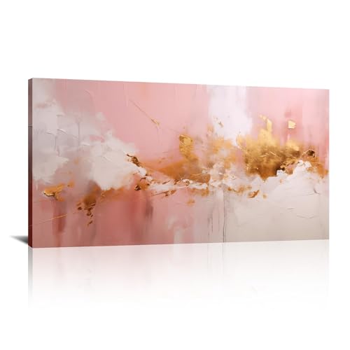 KQZVCU Abstrakte Wanddekoration, Marmor-Wandkunst, goldene Marmor-Leinwand-Wandkunst, rosa Kunstwerk, Moderne Kunst-Leinwand für Wohnzimmer, 80 x 160 cm Innenrahmen von KQZVCU