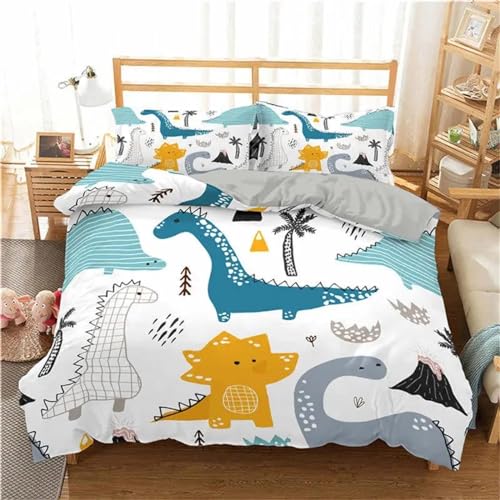 KQZVCU Dinosaurier-Bettwäsche-Set für Kinder, Cartoon-bedruckt, für Einzelbett, Jungen, Kingsize, Bettbezug, 90 x 200 cm/40 x 80 cm x 2 KQZVCU Dinosaurier-Bettwäsche-Set für Kinder, Cartoon-bedruckt, für Einzelbett, Jungen, Kingsize, Bettbezug, 90 x 200 cm/40 x 80 cm x 2 von KQZVCU