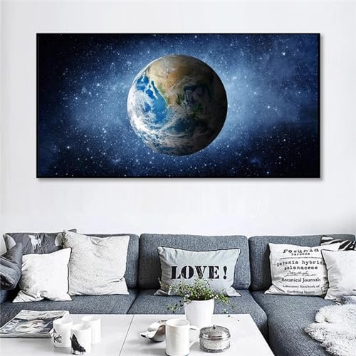 KQZVCU Erde-Poster, Wandkunst, Galaxie, Planet, Leinwandgemälde, gedruckt, Moderne Heimdekoration, Weltraum, Sterne, Bild für Wohnzimmer, 60 x 120 cm Innenrahmen von KQZVCU