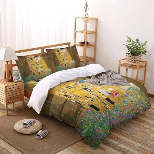 KQZVCU Gustav Klimt der Kuss Bettbezug King Size Queen Size Bettbezug-Set Trösterbezug für Schlafzimmer Bettwäsche-Sets 155x200cm /80x80cmx2 KQZVCU Gustav Klimt der Kuss Bettbezug King Size Queen Size Bettbezug-Set Trösterbezug für Schlafzimmer Bettwäsche-Sets 155x200cm /80x80cmx2 von KQZVCU