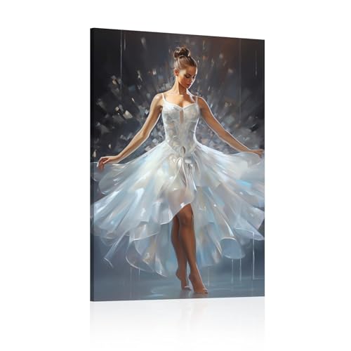 KQZVCU Kunstdruck auf Leinwand, modernes Ballett-Mädchen-Gemälde, abstrakte Ballerina-Tanz-Kunstdruck, für Wohnzimmer und Zuhause, 60 x 80 cm, Rahmenlos von KQZVCU