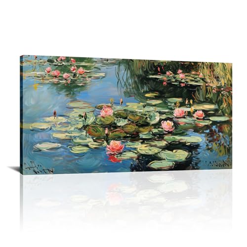KQZVCU Monet-Wandkunst, Seerosen-Monet-Drucke, Monet-Kunstwerk für Wände, Claude, berühmte Kunstdrucke, Poster, Vintage-Bilder, 80 x 160 cm Innenrahmen von KQZVCU