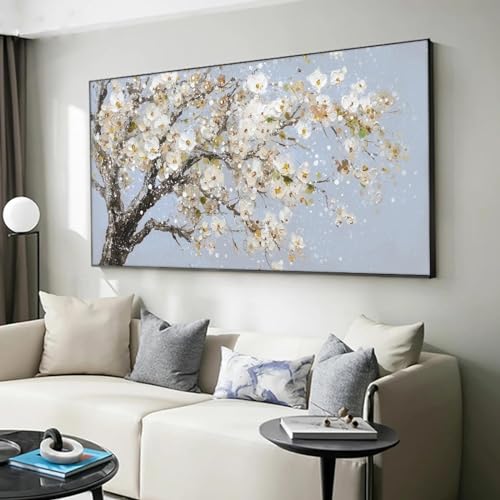 KQZVCU Pflaumenblüten-Blumengemälde, Landschaftsmalerei, Kunstdruck, große Bilder für Wohnzimmerdekor, Druck auf Leinwand, 50 x 100 cm, Rahmenlos von KQZVCU