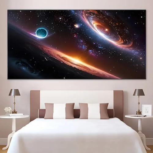 Leinwand-Poster, moderne Kunst, kosmische Planeten, Wandkunst, Bilder für Wohnzimmer, Schlafzimmer, Flur, Wandkunst, Wanddekoration, 60 x 120 cm Innenrahmen von KQZVCU