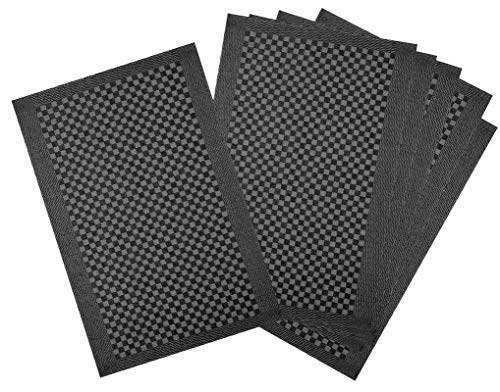 Kracht 6er Pack Gastronomie Grubentuch Vollzwirn Geschirrtücher 50x70 cm Würfelmuster 100% Baumwolle (schwarz) von KRACHT