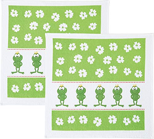 Kracht Frottier-Geschirrtuch 2er-Pack Baumwolle Frösche Größe 50x50 cm Kracht Frottier-Geschirrtuch 2er-Pack Baumwolle Frösche Größe 50x50 cm von KRACHT