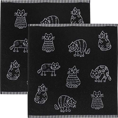 Kracht Frottier-Geschirrtuch 2er-Pack Baumwolle Katzen Größe 50x50 cm von KRACHT