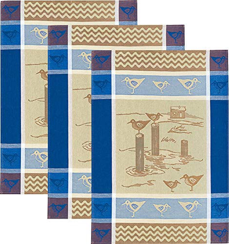 Kracht Geschirrtuch 3er-Pack Halbleinen Möven Größe 50x70 cm von KRACHT