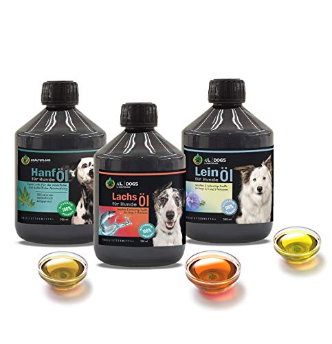 Kräuterland Barf Öl Set 1,5L - Lachsöl, Leinöl & Hanföl für Hunde & Katzen je 500ml - reich an Omega-3 6 9 Fettsäuren - reines Barföl in Premium Qualität Kräuterland Barf Öl Set 1,5L - Lachsöl, Leinöl & Hanföl für Hunde & Katzen je 500ml - reich an Omega-3 6 9 Fettsäuren - reines Barföl in Premium Qualität von KRÄUTERLAND N A T U R - Ö L M Ü H L E