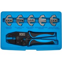 Kraftplus - K.105-1401 Crimpzangen Satz Presszange inkl. 5 Paar Crimpbacken Kabelschuhzange Set Crimpwerkzeug Ratschenfunktion Quetschzange Presszange von KRAFTPLUS