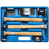 K.872-4010 Karosserie-Ausbeul-Satz Ausbeulhammer mit hickory Holzstiel Ausbeulwerkzeug Set 7-tlg. - Kraftplus von KRAFTPLUS