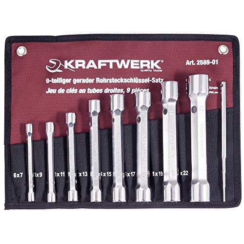 Kraftwerk 2589-01 9-teilig RohrSteckschlüsselsatz 6-22 mm+Stift von KRAFTWERK