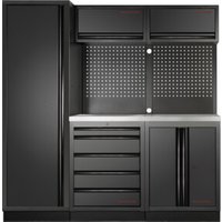 Kraftwerk 3-Element-Schrankwand mit Vierkantlochwand Inox-Arbeitsplatte Kraftwerk 3-Element-Schrankwand mit Vierkantlochwand Inox-Arbeitsplatte von KRAFTWERK