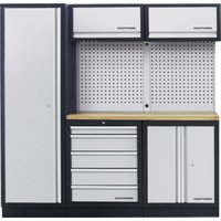 Kraftwerk 3-Element-Schrankwand mit Vierkantlochwand Multiplex-Arbeitsplatte Kraftwerk 3-Element-Schrankwand mit Vierkantlochwand Multiplex-Arbeitsplatte von KRAFTWERK