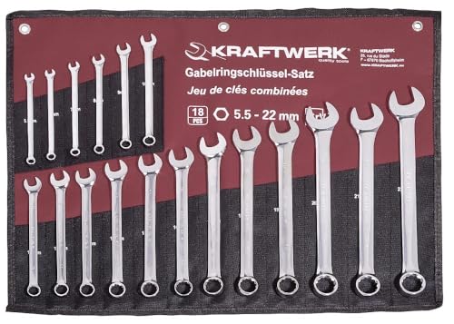 Kraftwerk 3557R 18-teilig Gabelringschlüsselsatz 5-22mm Rollt, Cromo von KRAFTWERK