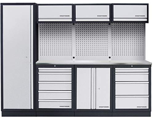 Kraftwerk 3964BIX 4-Element Werkstattwand mit Rückwand und durchgängiger Arbeitsplatte Edelstahl, freistehend. Schwarz/Grau Kraftwerk 3964BIX 4-Element Werkstattwand mit Rückwand und durchgängiger Arbeitsplatte Edelstahl, freistehend. Schwarz/Grau von KRAFTWERK
