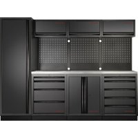 Kraftwerk 4-Element-Schrankwand mit Vierkantlochwand Länge 2640 mm rostfreien Arbeitsplatte Kraftwerk 4-Element-Schrankwand mit Vierkantlochwand Länge 2640 mm rostfreien Arbeitsplatte von KRAFTWERK