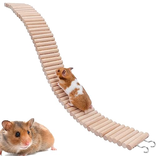 KRAISS Hamsterzaun aus Holz, 2-in-1, stabile Hamsterbrücke, Mäuse-Leiter, multifunktional, harmlos und flexibel, Holzspielzeug und Käfigzubehör für Hamster, Maus und Chinchilla von KRAISS