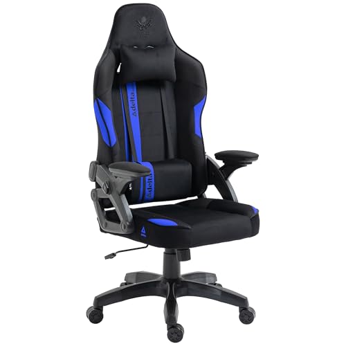 KRAKEN CHAIRS Gaming Stuhl Stoff - Schwarz-Blau - Bürostuhl - Ergonomisch Computer Stuhl Gamer - 130 kg Belastbarkeit - Gamerstuhl - Gamingsessel - Gaming Chair Ergonomic - Gamingstuhl - PC-Stuhl von KRAKEN CHAIRS