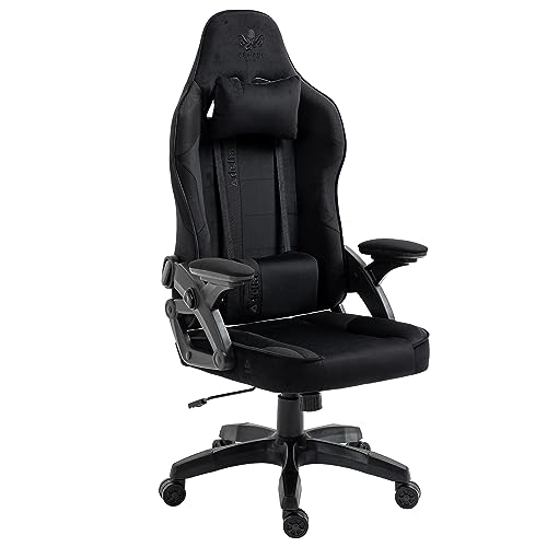 KRAKEN CHAIRS Gaming Stuhl Stoff - Schwarz - Bürostuhl - Ergonomisch Computer Stuhl Gamer - 130 kg Belastbarkeit - Gamerstuhl - Gamingsessel - Gaming Chair Ergonomic - Gamingstuhl - PC-Stuhl von KRAKEN CHAIRS