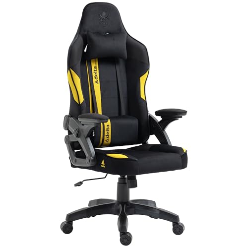 KRAKEN CHAIRS Gaming Stuhl Stoff - Schwarz-Gelb - Bürostuhl - Ergonomisch Computer Stuhl Gamer - 130 kg Belastbarkeit - Gamerstuhl - Gamingsessel - Gaming Chair Ergonomic - Gamingstuhl - PC-Stuhl KRAKEN CHAIRS Gaming Stuhl Stoff - Schwarz-Gelb - Bürostuhl - Ergonomisch Computer Stuhl Gamer - 130 kg Belastbarkeit - Gamerstuhl - Gamingsessel - Gaming Chair Ergonomic - Gamingstuhl - PC-Stuhl von KRAKEN CHAIRS