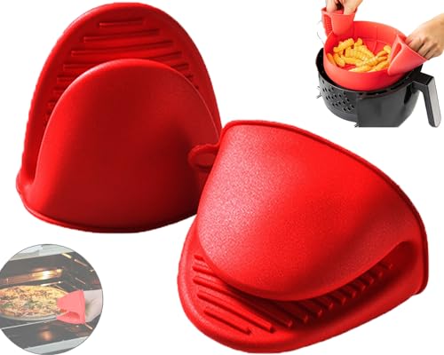 Ofenhandschuhe | Ofenhandschuhe | Küchenhandschuhe | Silikonhandschuhe | Luftfritteuse | Küchenutensilien | Luftfritteuse Zubehör | Airfyer-Zubehör | BPA-freies Silikon (BPA-freies Silikon, rot) von KRAPPS