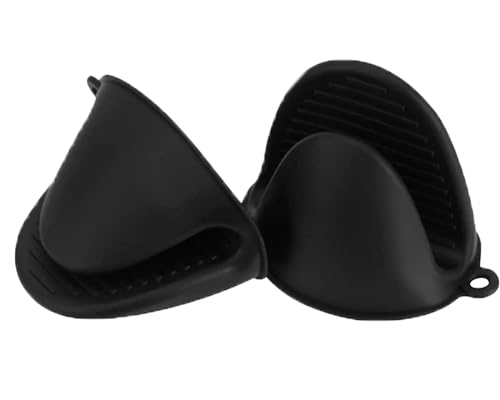 Ofenhandschuhe | Ofenhandschuhe | Küchenhandschuhe | Silikonhandschuhe | Luftfritteuse | Küchenutensilien | Luftfritteuse Zubehör | Airfyer-Zubehör | BPA-freies Silikon (BPA-freies Silikon, schwarz) von KRAPPS