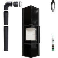 Eckkaminofen KRATKI TORA 8 kW ∅150 Schwarzes Glas Zubehör & Tür von KRATKI