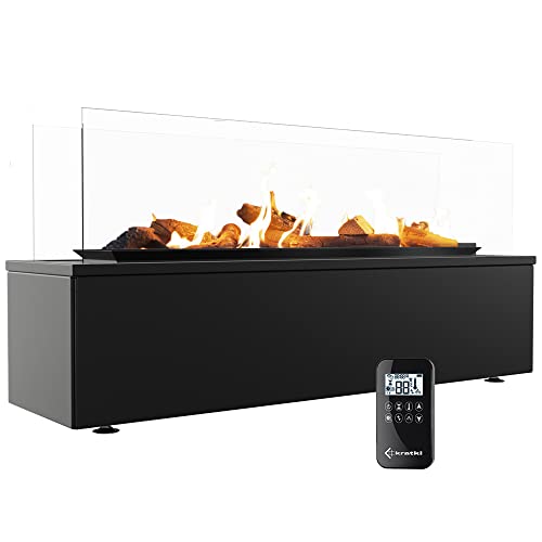 KRATKI Patio Horizontal Outdoor Moderner Gasheizstrahler 17,5 kW Stahl und Glas Design für Gartenterrasse Propangas G30/50mbar Powered Schwarz Automatische Steuerung56,9x118,5cm von kratki