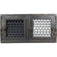 Kratki - Kamin Ofen Lüftungsgitter Luft Luftgitter retro Graphit 24x46 cm Flügeltür von KRATKI