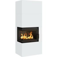 Kaminofen Kratki Simple Box Stahl Weiss links 8 kW Holzofen Bausatz Kamin von KRATKI