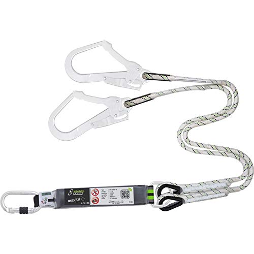 Kratos Safety Y-Verbindungsmittel aus Kernmantelseil mit Falldämpfer, 1,50 m, mit Stahlkarabiner und Zwei Gerüsthaken, EN355, PSA Kratos Safety Y-Verbindungsmittel aus Kernmantelseil mit Falldämpfer, 1,50 m, mit Stahlkarabiner und Zwei Gerüsthaken, EN355, PSA von Kratos