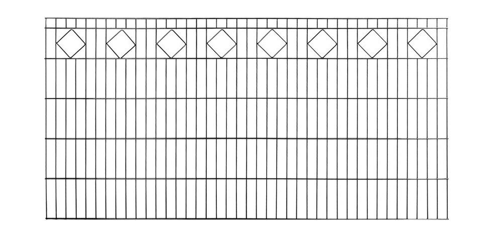 KRAUS Doppelstabmattenzaun Schmuckmatte-60x40, anthrazit, 100 cm hoch, 2 m Verlängerungsmatte, 1 Pfosten von KRAUS