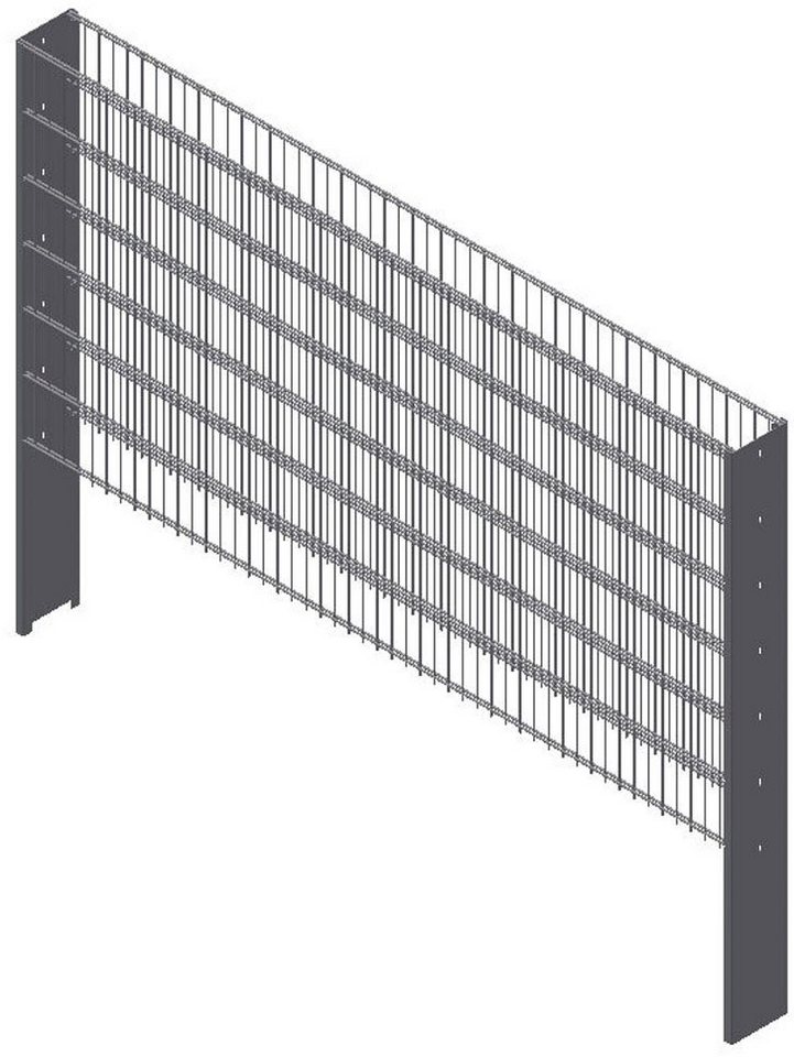 KRAUS Gabionenzaun Gabione-200, (Set), anthrazit, 123 cm hoch, 2 Elemente für 2 m, 2 Pfosten 180 cm von KRAUS