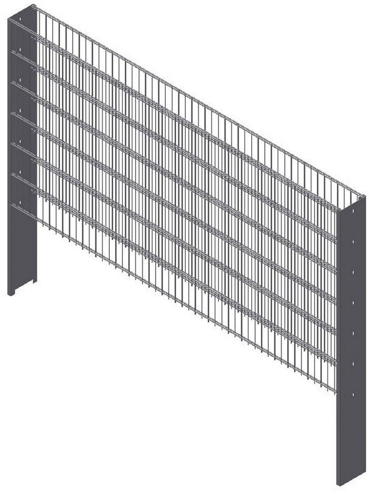 KRAUS Gabionenzaun Gabione-200, (Set), anthrazit, 183 cm hoch, 2 Elemente für 2 m, 2 Pfosten 240 cm von KRAUS