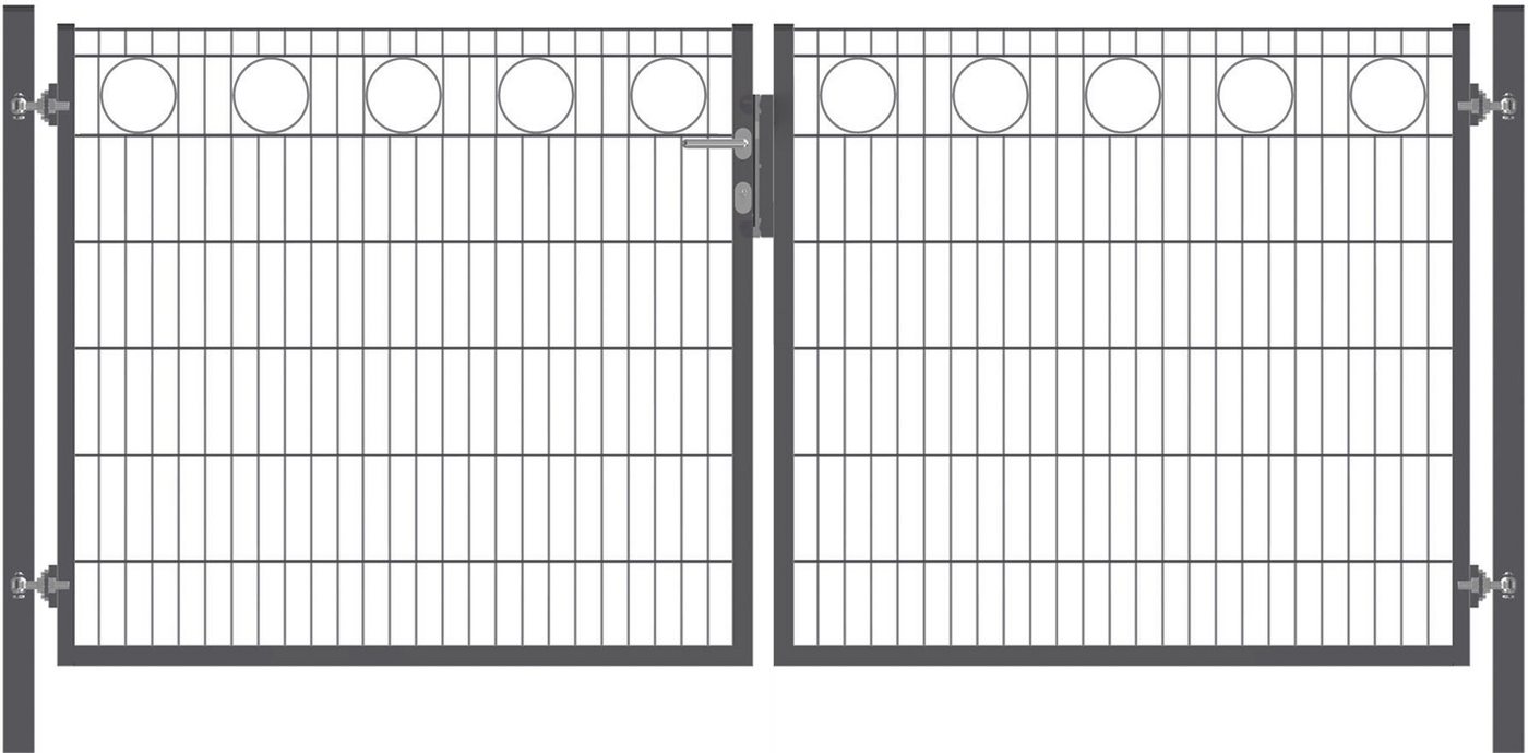 KRAUS Zaundoppeltür Bali, BxH: 300x120 cm, Komplett inkl. Torpfosten 6x6 cm von KRAUS